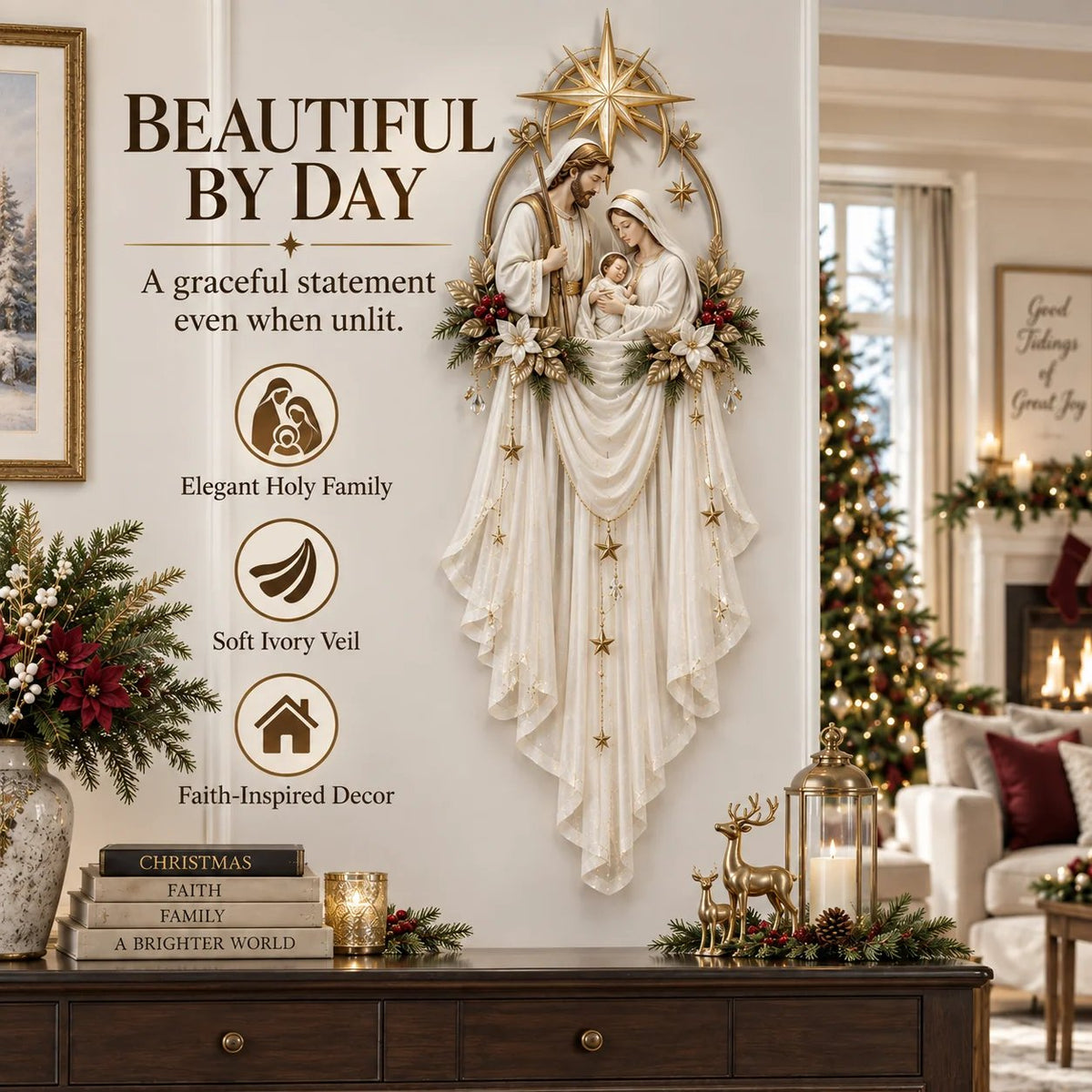 Holy Family lighted Christmas wall decoration given as a meaningful gift