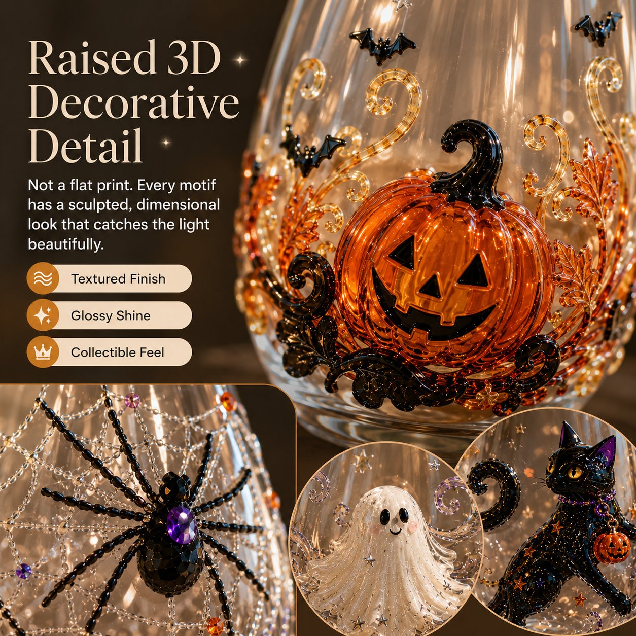 🎃 👻🍹 3D Halloween Glass Collection – Pumpkin, Ghost & Bat Designs for the Ultimate Fall Drinkware