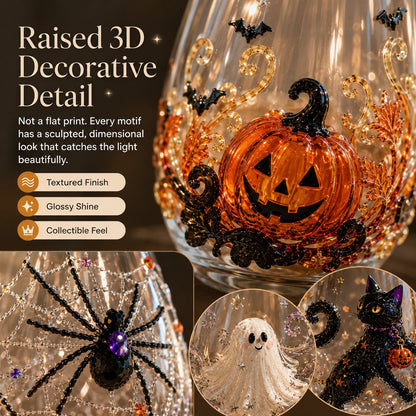 🎃 👻🍹 3D Halloween Glass Collection – Pumpkin, Ghost & Bat Designs for the Ultimate Fall Drinkware