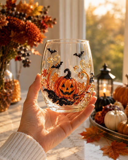 🎃 👻🍹 3D Halloween Glass Collection – Pumpkin, Ghost & Bat Designs for the Ultimate Fall Drinkware