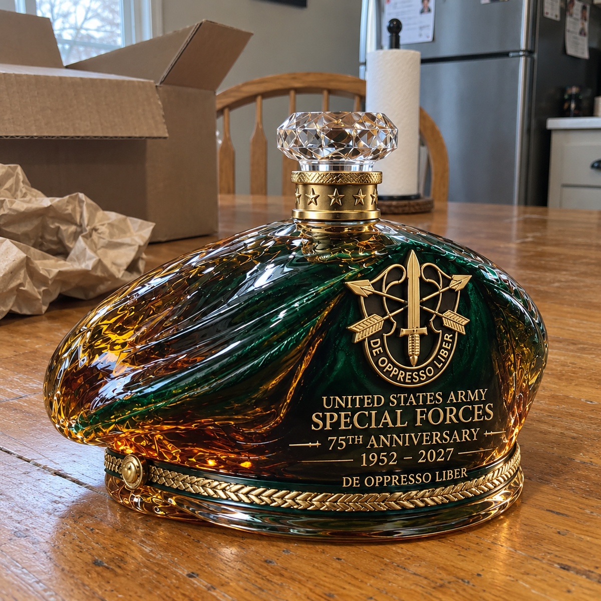 United States Army Special Forces 75th Anniversary Whiskey Bottle