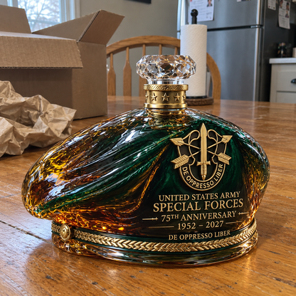 United States Army Special Forces 75th Anniversary Whiskey Bottle