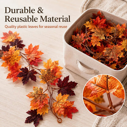 🍁 Artificial Maple Leaf Garland – Fall Autumn Decoration Vine