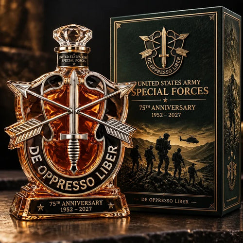United States Army Special Forces 75th Anniversary Whiskey Bottle