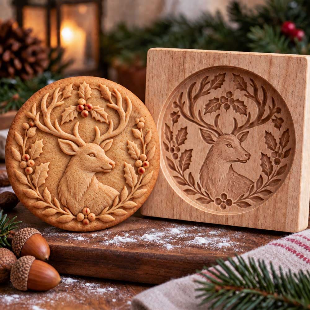 🍪 Woodland Animal Cookie Mold | 4.7-Inch Wooden Embossing Mold for Cozy Homemade Cookies