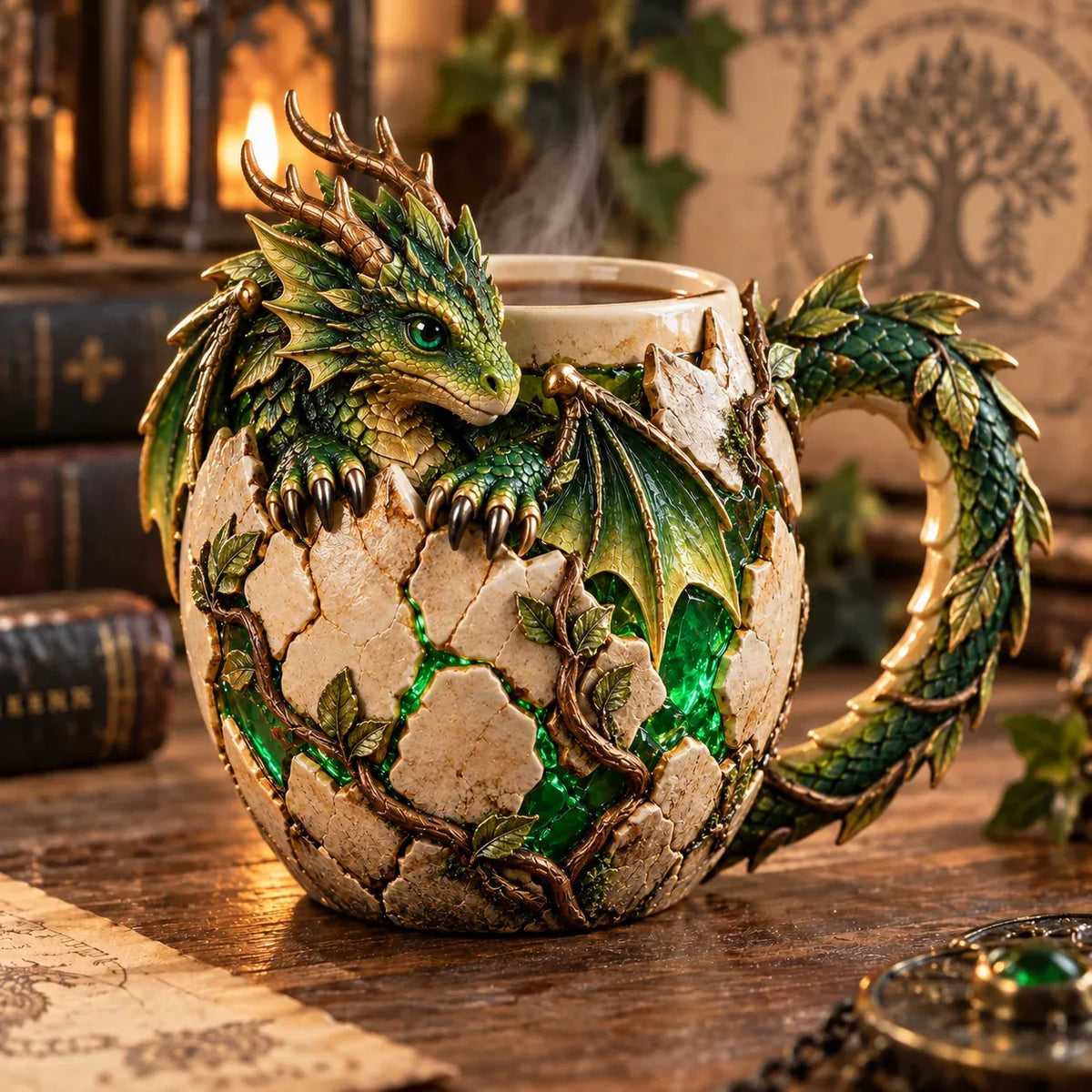 ⏳ Last Day 49% OFF – 🐉 Dragonbound Realms™ Sculpted Dragon Mug Collection | 6 Fantasy Realm Designs with Raised 3D Dragon Details ☕