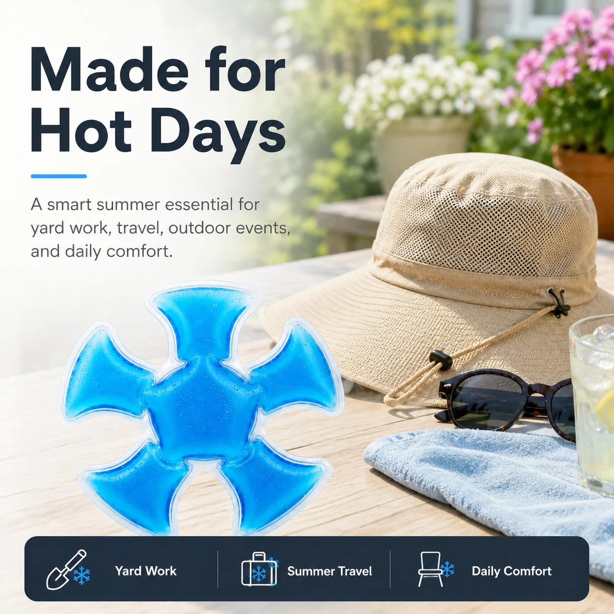 🧢🧊 Reusable Cooling Pad for Hats & Body Relief