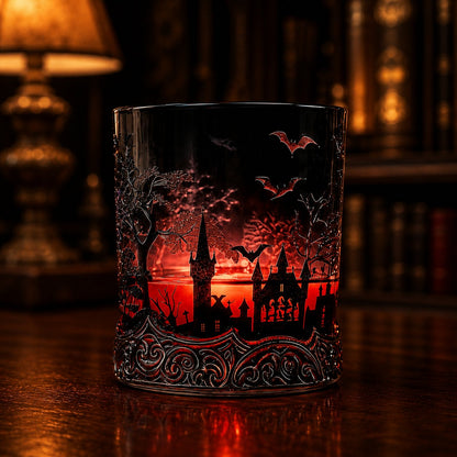 🦇🍺Gothic Vampire Castle Whisky Decanter & Tumbler(📦Buy 2 Free Shipping)