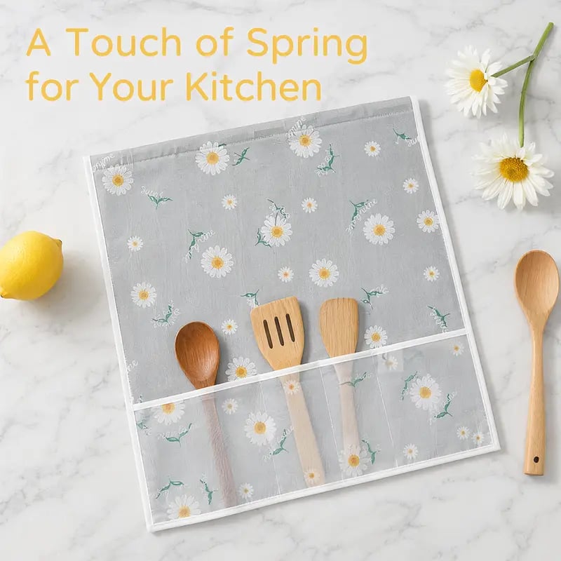 🌸 Waterproof Print Fridge Dust Cover with Storage Pockets, 3 Sizes for Fridge & Microwave