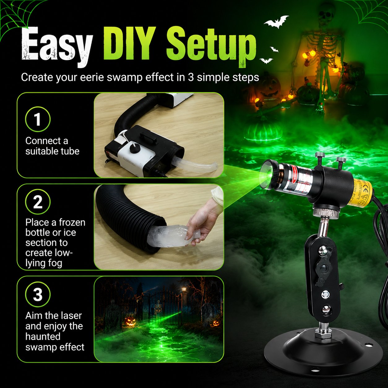 👻🟢 Halloween Green Laser Fog Projector – Create An Instant Haunted Swamp
