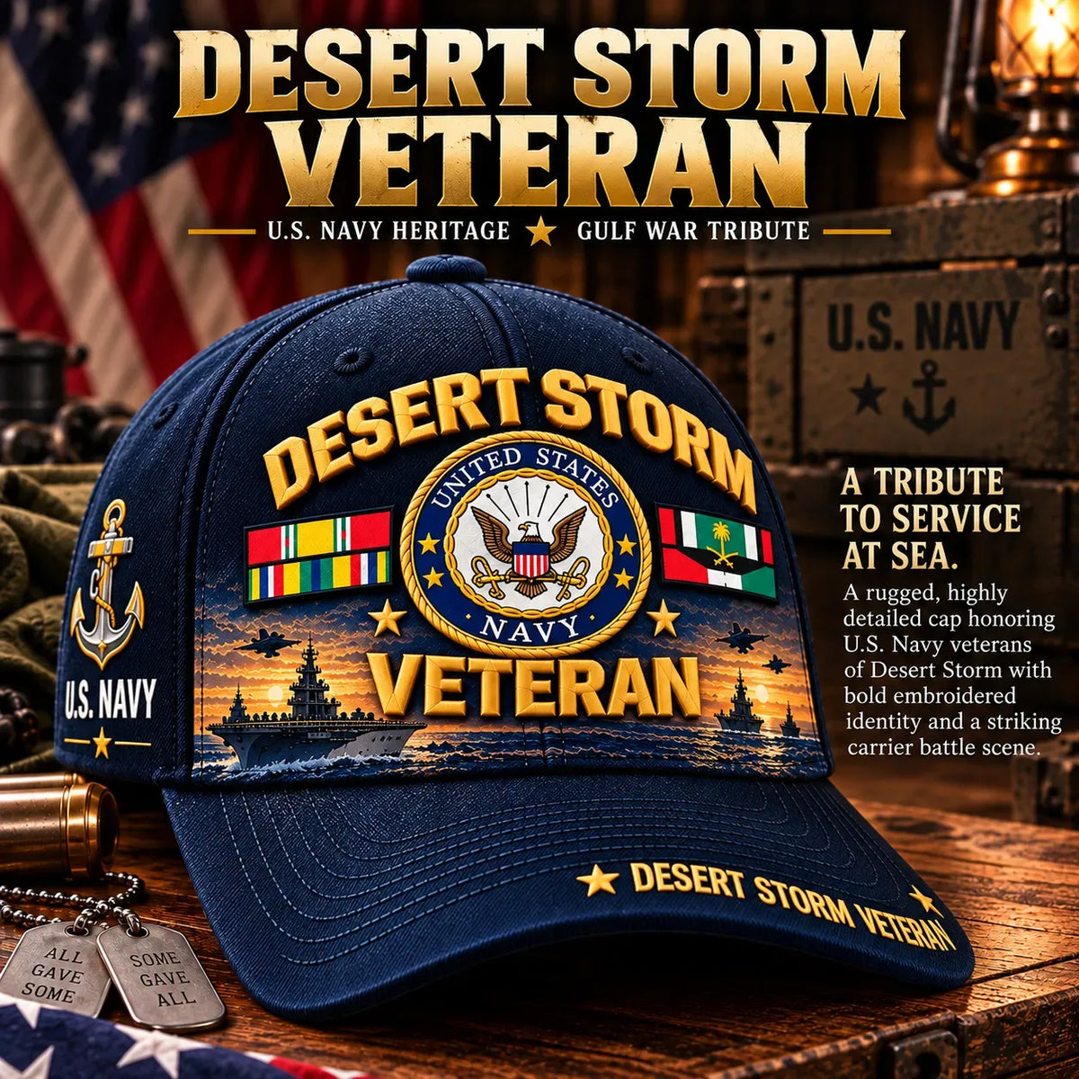 🎖️🇺🇸 Desert Storm 35th Anniversary Veteran Cap – Honoring Service, Brotherhood & Pride | 1991–2026