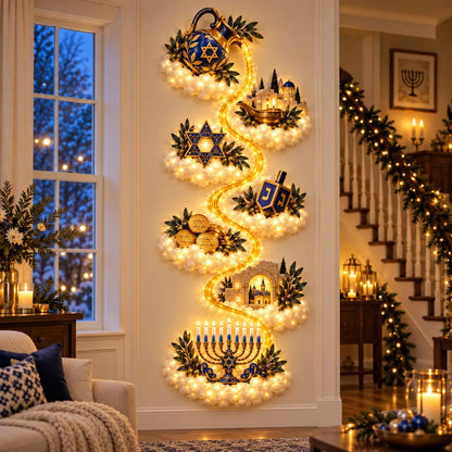 🕎✨ Eight Nights of Golden Light – Glowing Hanukkah Story Wall Collection