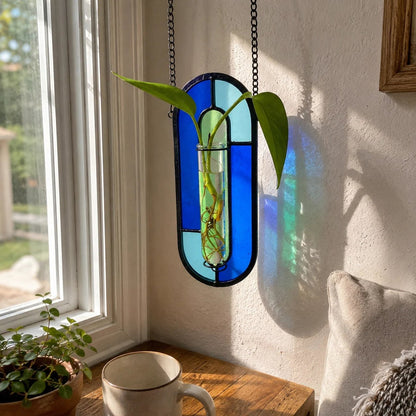 Stained Glass Hanging Plant Propagation Vase