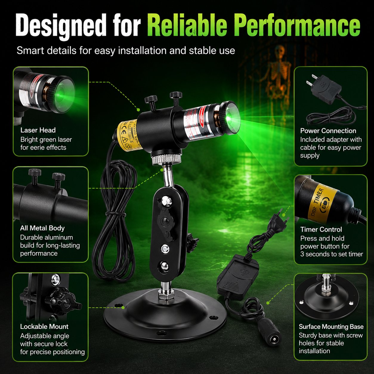👻🟢 Halloween Green Laser Fog Projector – Create An Instant Haunted Swamp