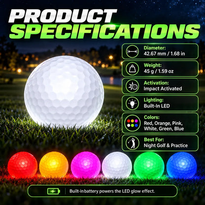 ⛳✨ GlowStrike™ Impact-Activated LED Golf Ball – 6 Brilliant Colors for After-Dark Golf Fun