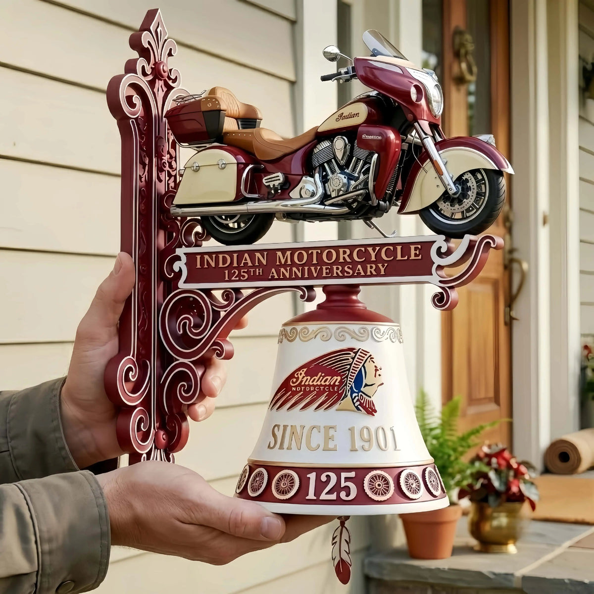 🏍Indian Motorcycle 125th Anniversary Wall-Mounted Hanging Bell🏍