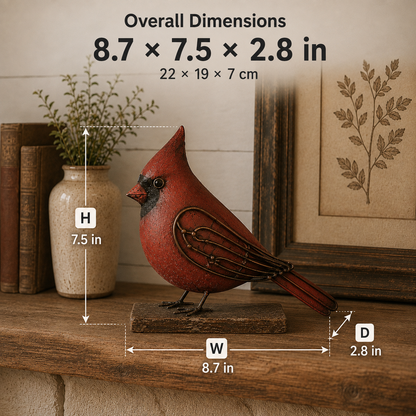 Rustic Songbird Figurines – Cardinal, Bluebird & Chickadee Tabletop Decor & Meaningful Gifts