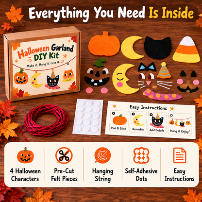 Halloween Garland Craft Kit – DIY Felt Decorations for Kids & Families
