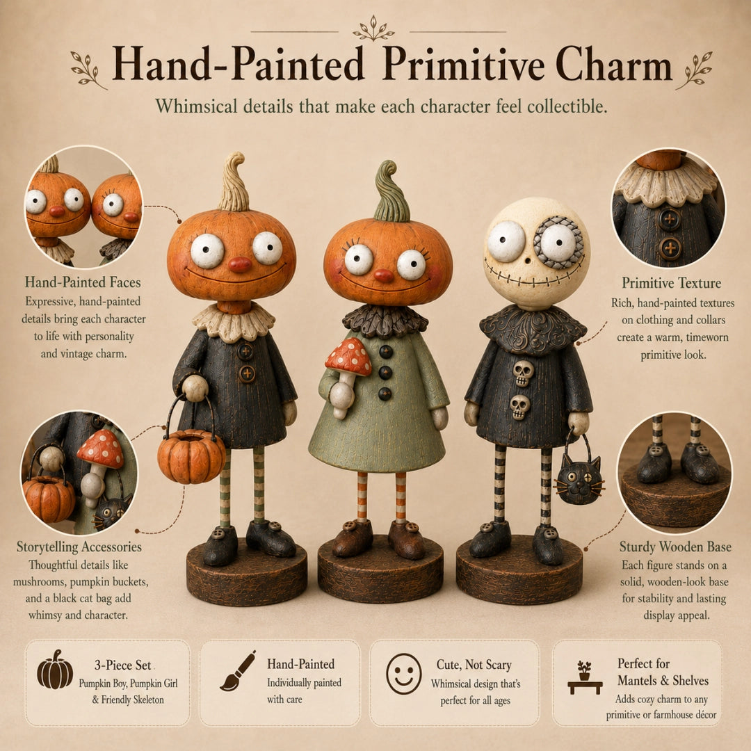 Detailed view of vintage style Halloween figurines