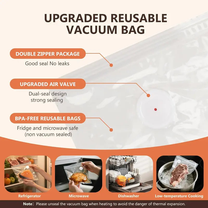 🥩Food Vacuum Sealing Machine (Vacuum Sealing Machine + 30 Reusable Vacuum Bags) Powerful Handheld Type