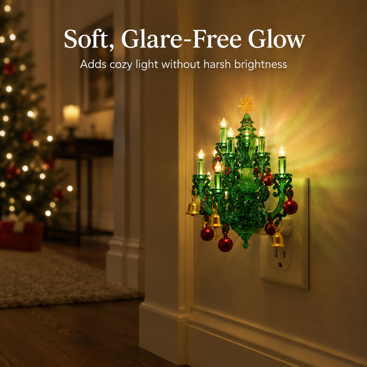 Soft Christmas chandelier night light glow