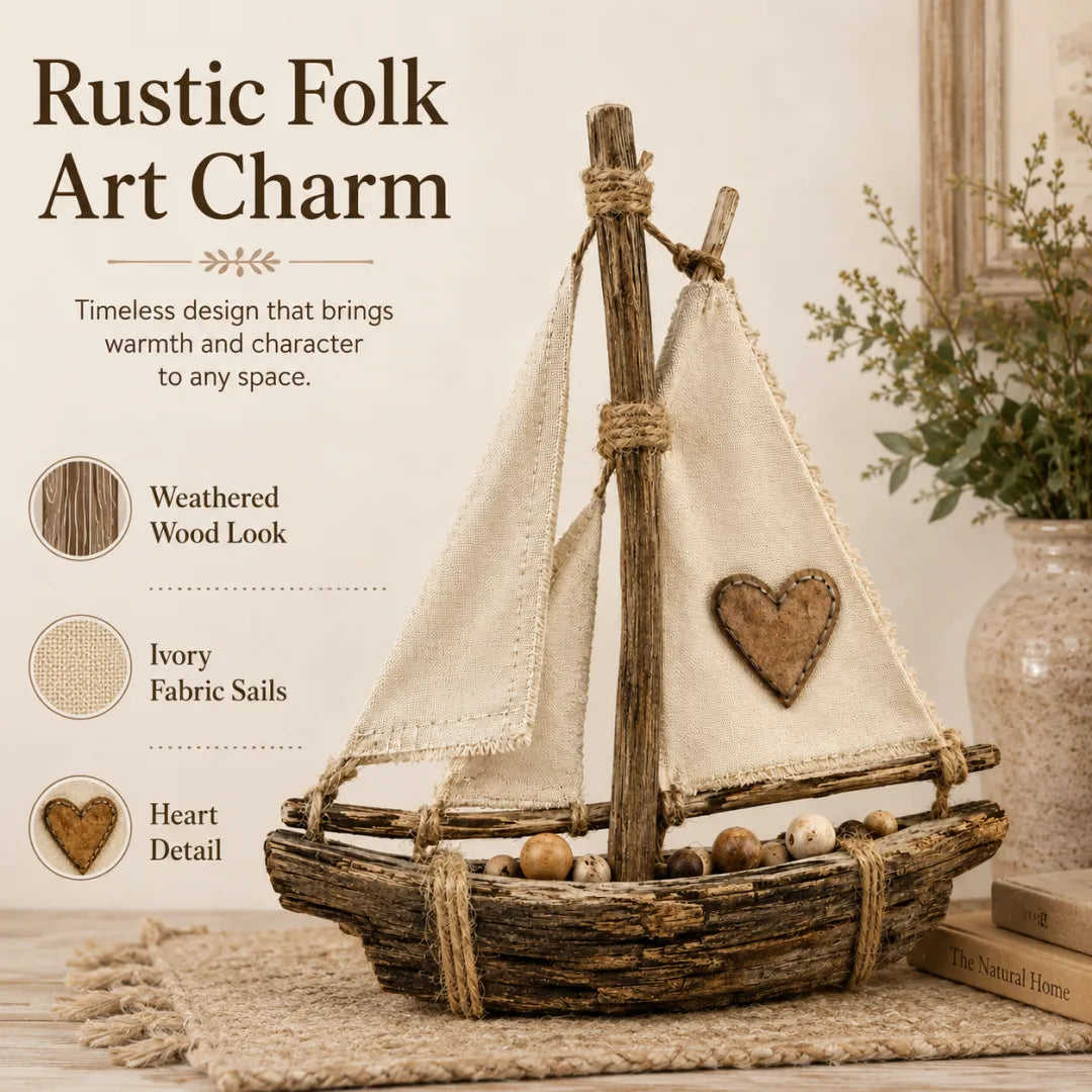 Rustic Lighted Sailboat Decor – Warm Coastal Glow