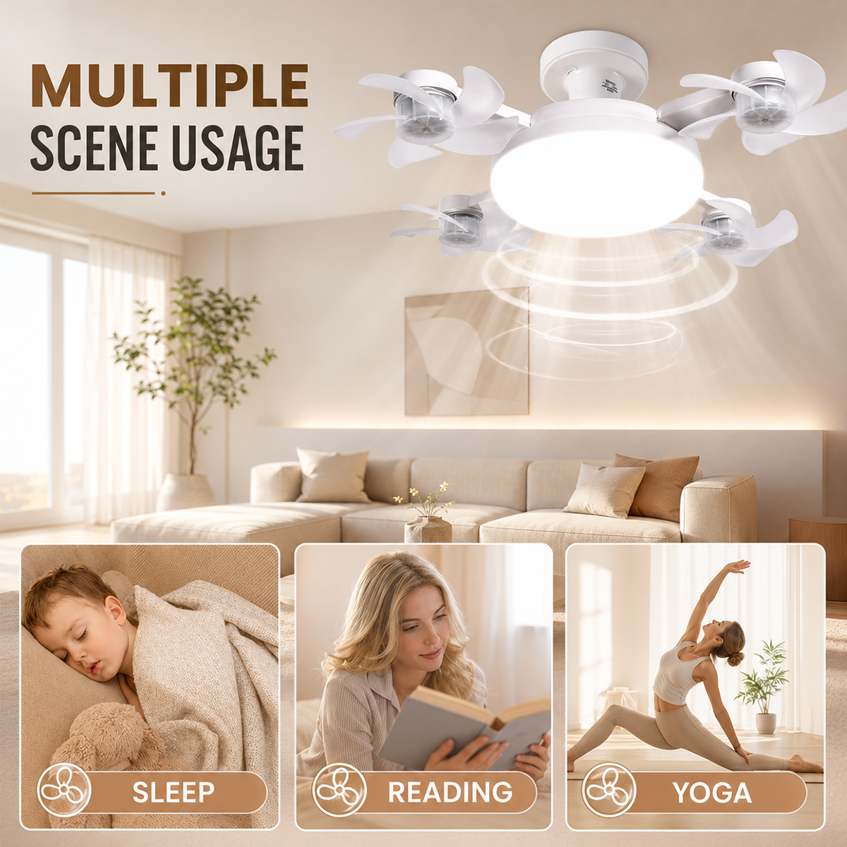 Socket Fan Light – Screw-In Ceiling Fan with LED Light