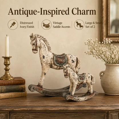 Vintage Distressed Rocking Horse Pair