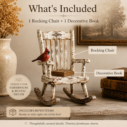 Cardinal Memory Rocking Chair Keepsake – Rustic Farmhouse Decor for Remembering Someone Special