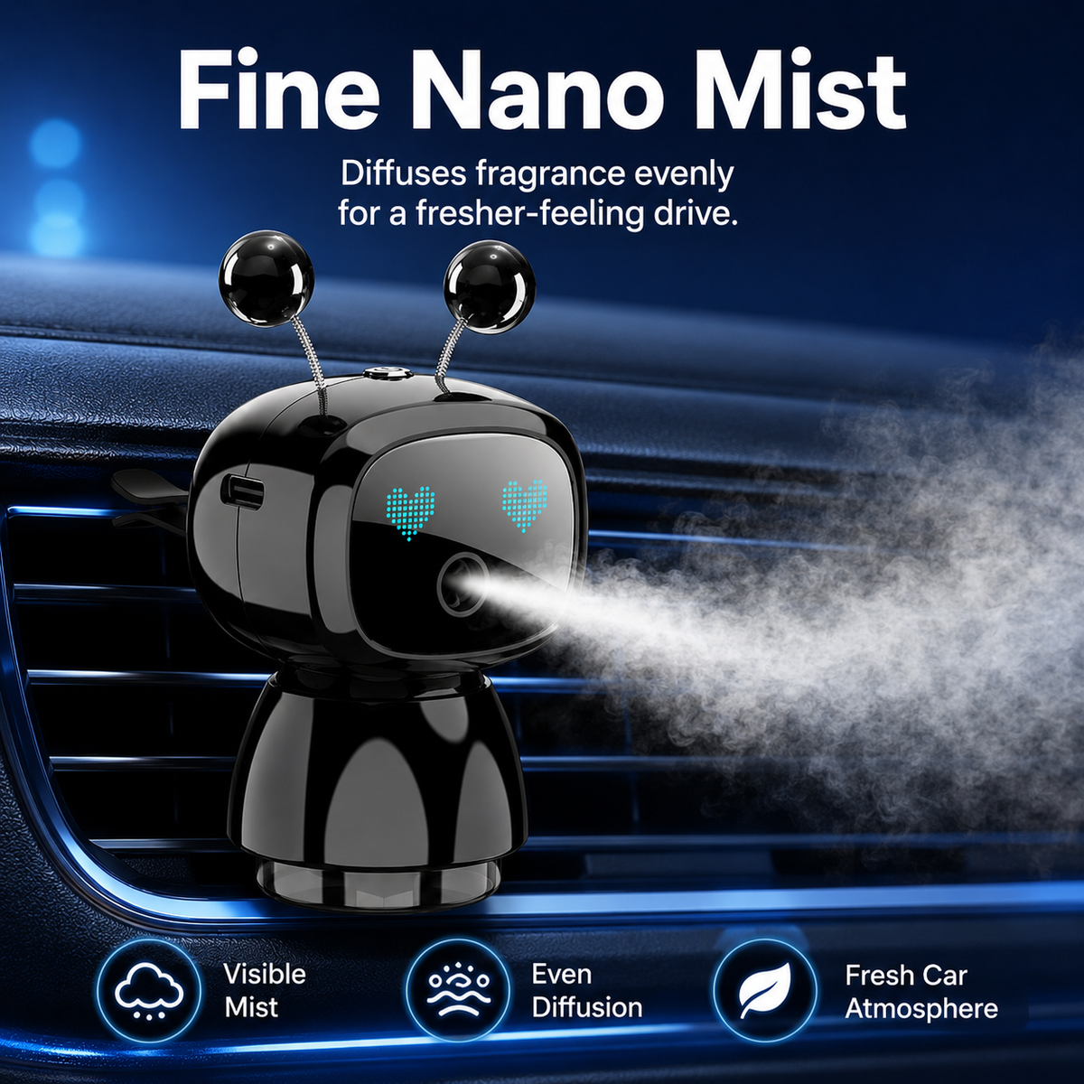 Fine fragrance mist car diffuser
