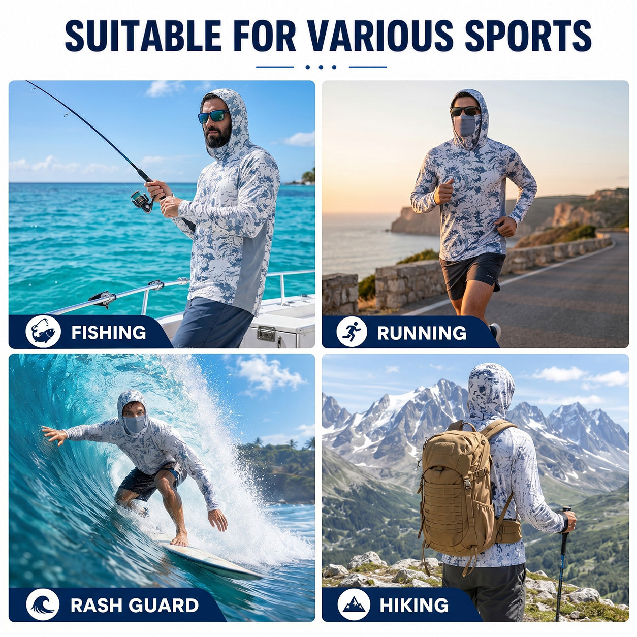 🔥55% OFF Today  Men’s UPF 50+ Hoodie Shirts with Mask