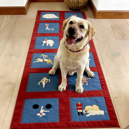 Vintage Circus Themed Washable Runner Rug