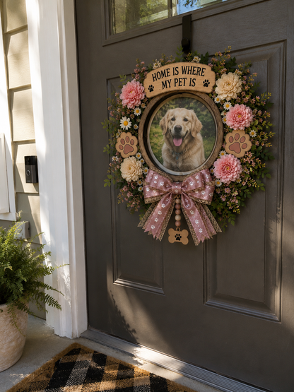 My Dog Is Family Wreath – Cute Pet Lover Front Door Decor & Personalized Photo Keepsake