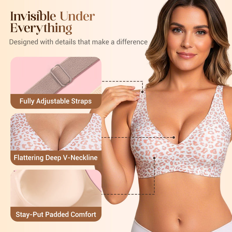 💗Summer Hot Sale⚡50K+ SOLD💕 Jelly Wireless Womens Comfortable Wireless Bras Push Up Bralettes Seamless T-shirts Bras Deep V Everyday Bras