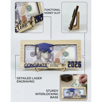 Graduation 2026 Money Holder-Unique Wooden Cash Gift Box for Class of 2026, Creative Graduation Gift for Seniors