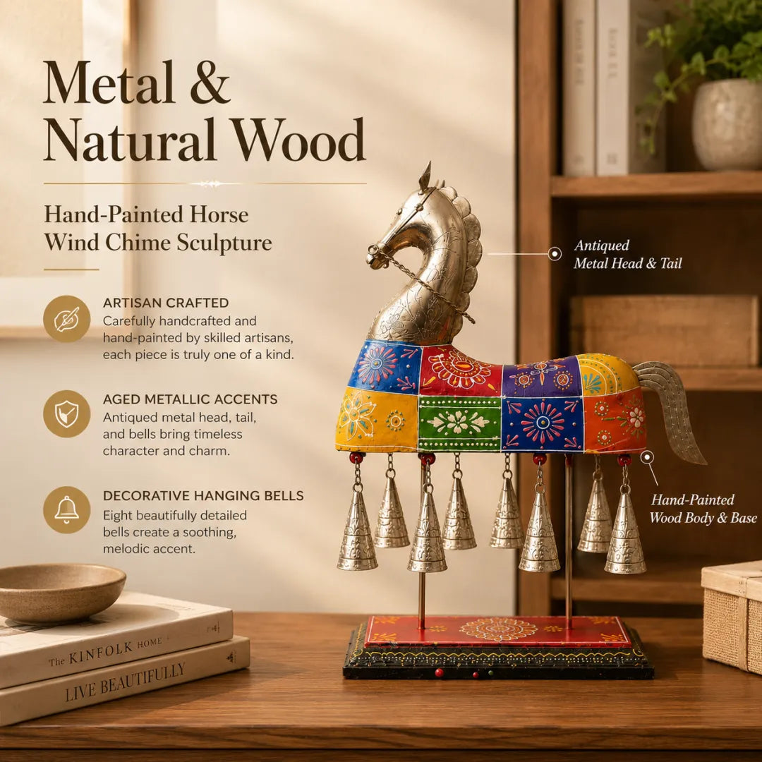 Hand-Painted Horse Bell Sculpture