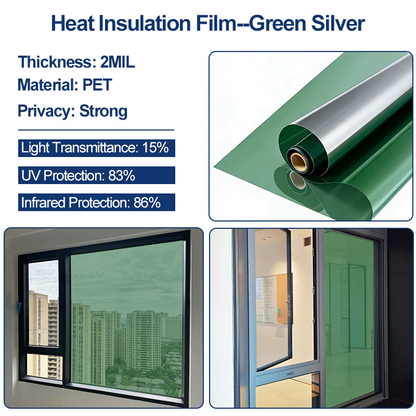 🪟✨Static Cling Window Privacy Film UV Blocking Mirror Tint
