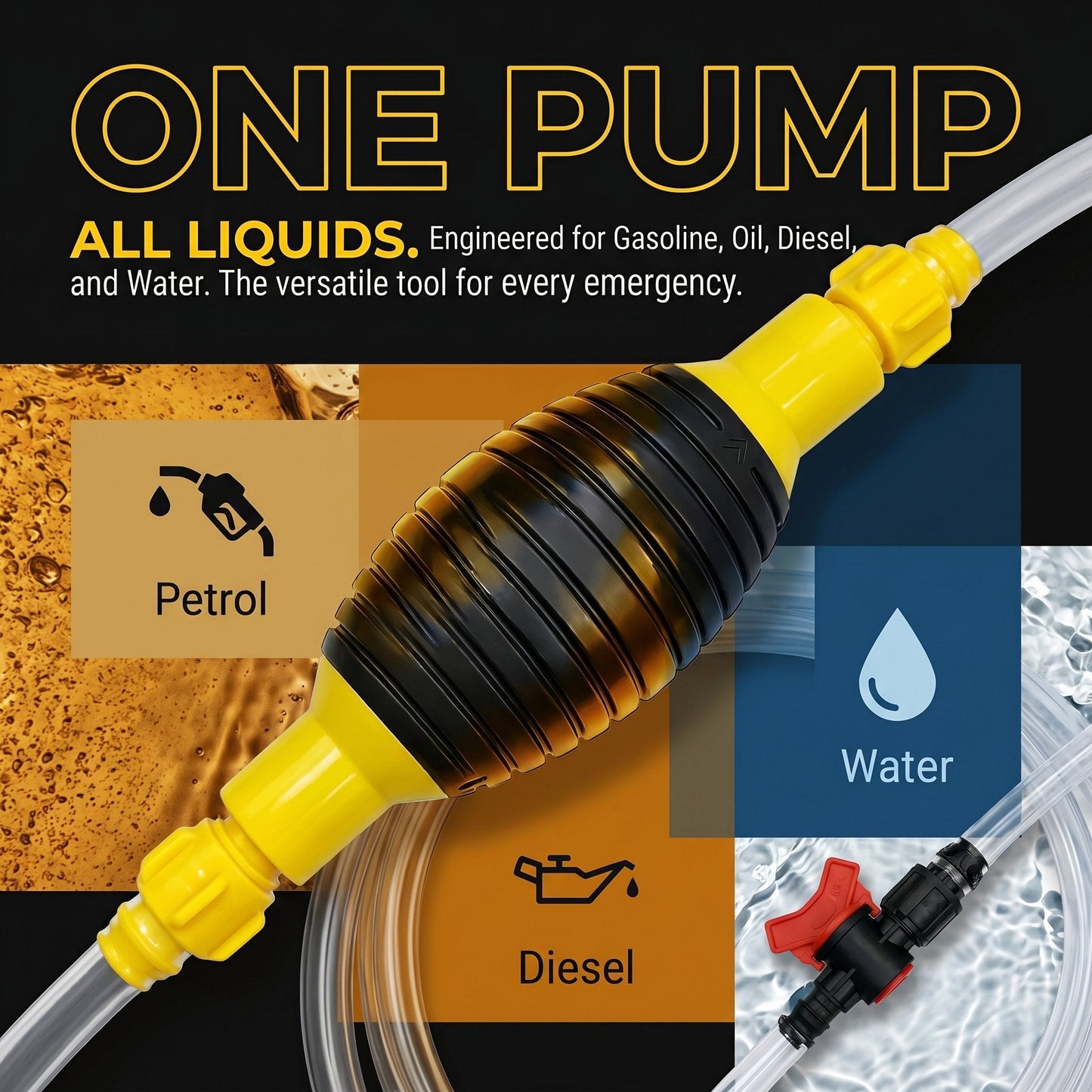 Multifunction Liquid Sucker Pump High Flow Manual Fuel Pump 9.8 Ft Hose