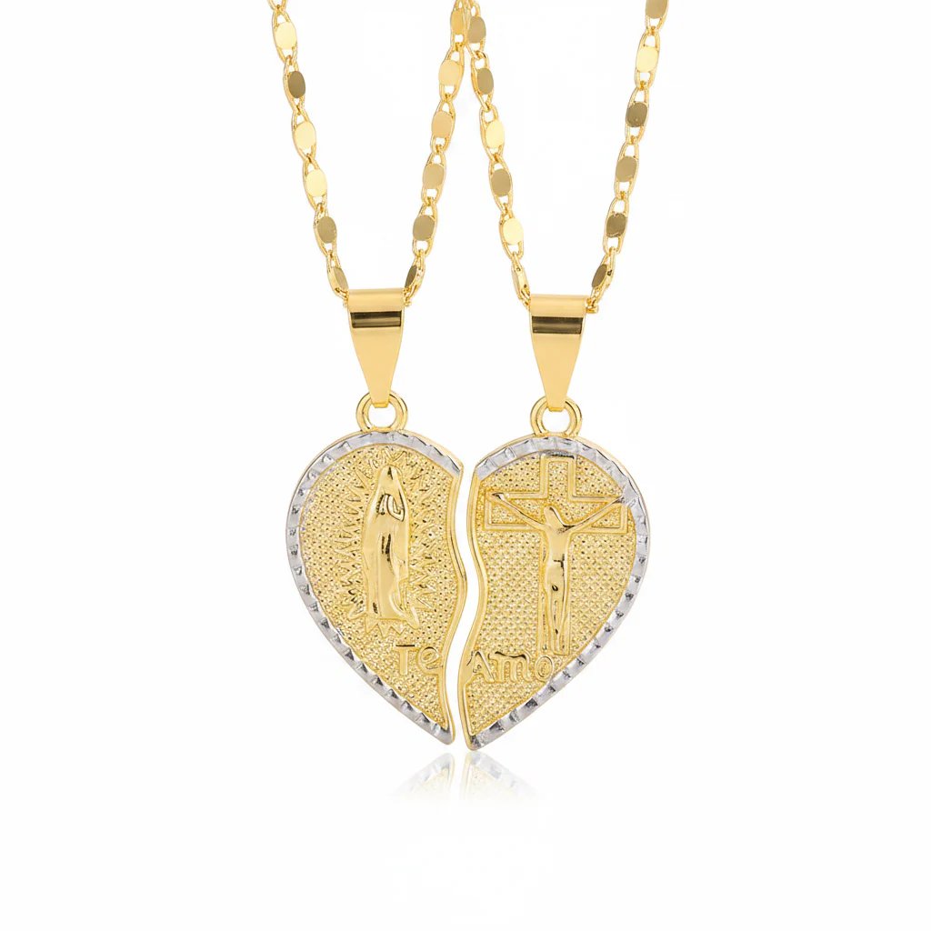 ✝️❤️Virgin Mary Layered Heart Combination Prayer Couple Necklace