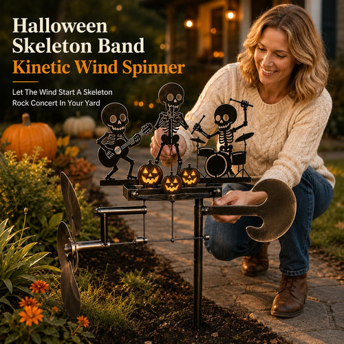 🎸💀Halloween Skeleton Band Kinetic Wind Spinner