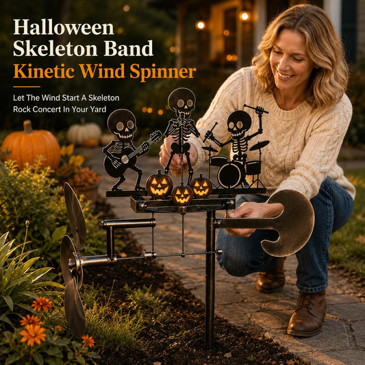 🎸💀Halloween Skeleton Band Kinetic Wind Spinner