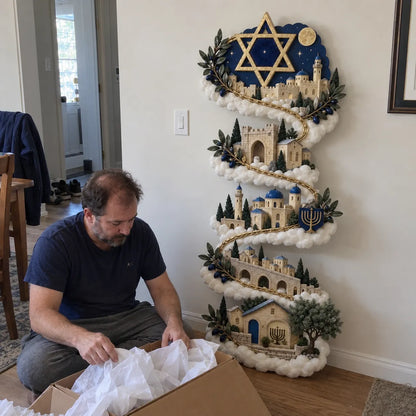 🕎✨ Eight Nights of Golden Light – Glowing Hanukkah Story Wall Collection