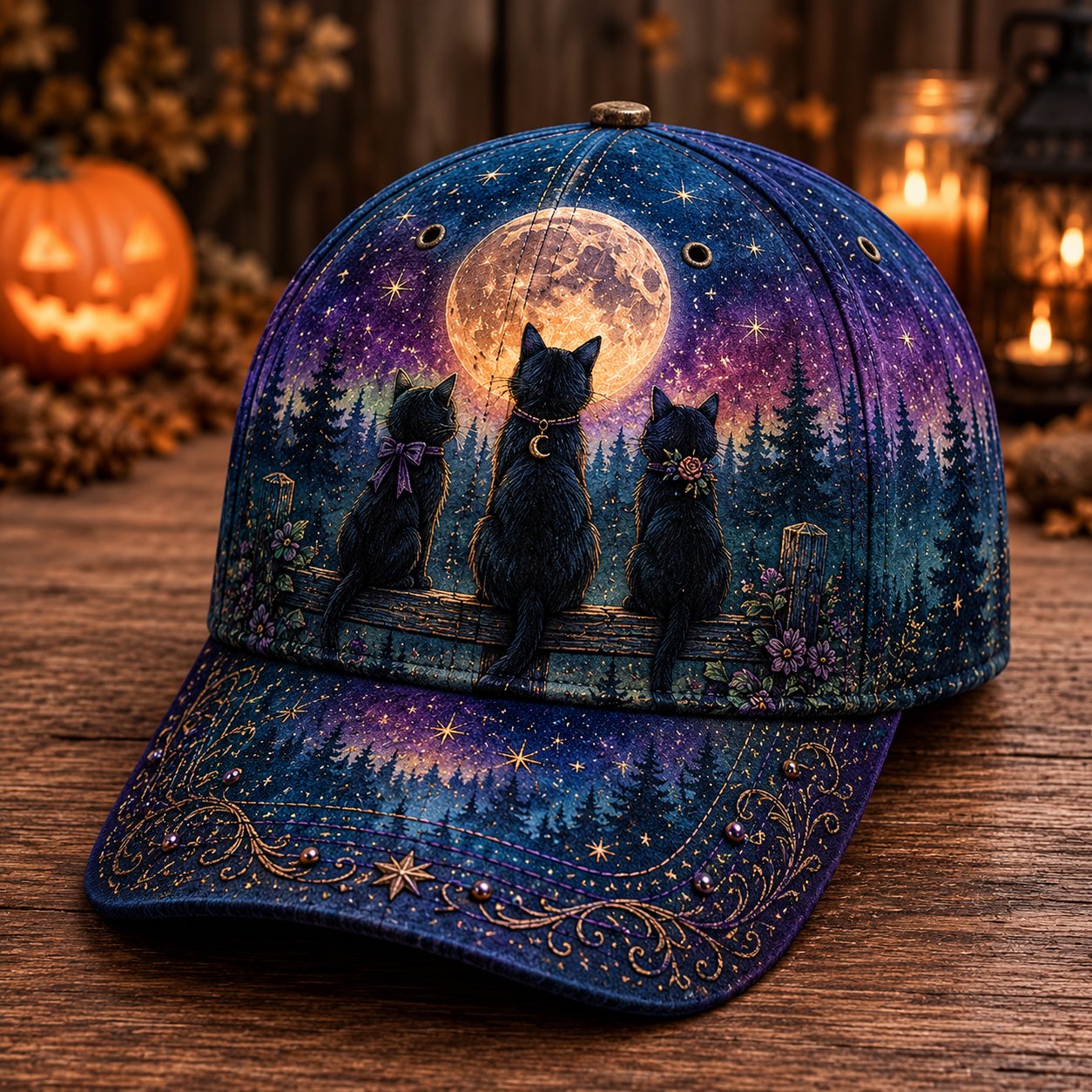 🔥LAST DAY 50% OFF - 🌙 Three Witches Moonlight Baseball Cap – Unisex Memorial Hat🧢 100% Cotton