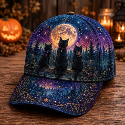 🔥LAST DAY 50% OFF - 🌙 Three Witches Moonlight Baseball Cap – Unisex Memorial Hat🧢 100% Cotton