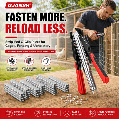 🔧⚡ Rapid-Feed C-Clip Fastening Pliers – One-Hand Auto-Feed Tool for Fences, Cages & Repairs