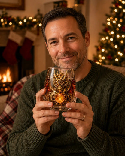 🔥🎁🐉✨ 3D Mythic Dragon Glass Art Cup | Luxury Raised Fantasy Glassware for Whiskey, Home Bar Décor & Legendary Gifts 🎁
