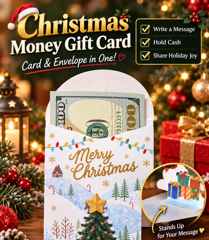 Handmade 3D Christmas Money Card – Pop-Up Holiday Card with Cash Envelope & Message Space 💌✍💵