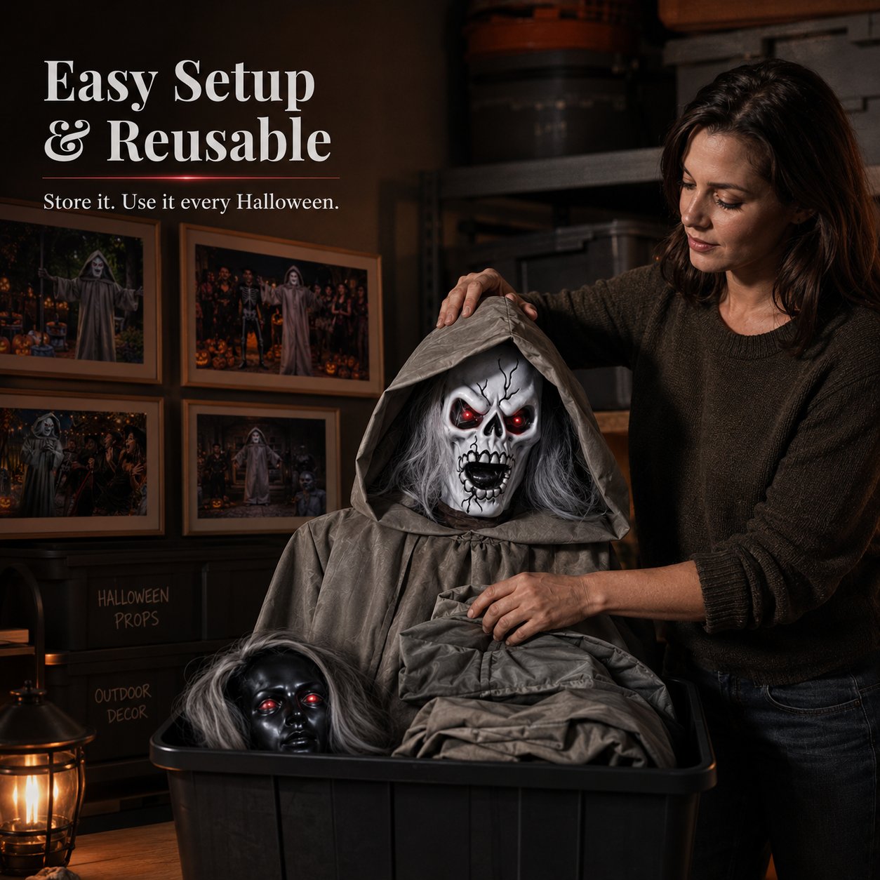 Halloween Animated Jumping Scare Ghost – Motion-Activated Haunted House Prop