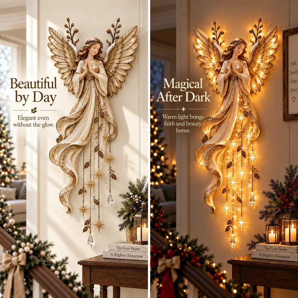 👼✨ Heavenly Angel Starfall Wall Light – Faith-Filled Christmas Glow & Blessing Decor