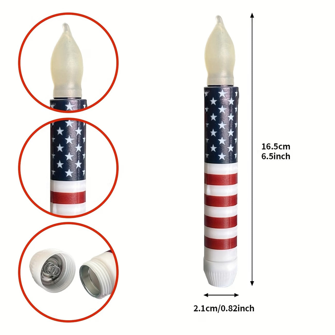 Patriotic LED Taper Candles with Timer-250th Anniversary Red White Blue , Independence Day Decoration